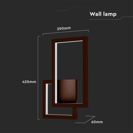 LED-Wandbeleuchtung LED/20W/230V 3000K braun