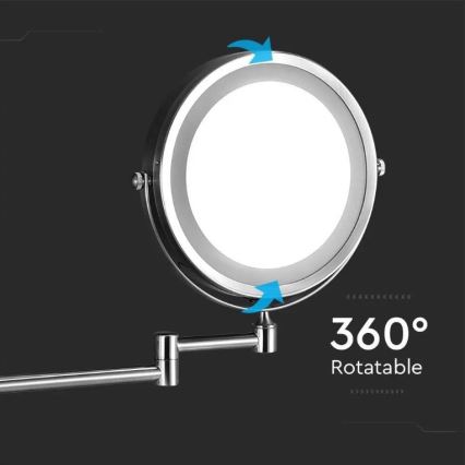 LED Wandkosmetikspiegel LED/3W/6V IP44