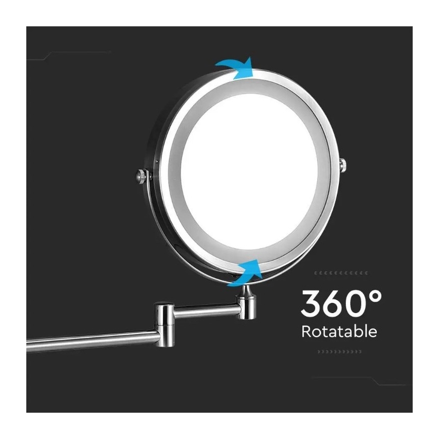 LED Wandkosmetikspiegel LED/3W/6V IP44