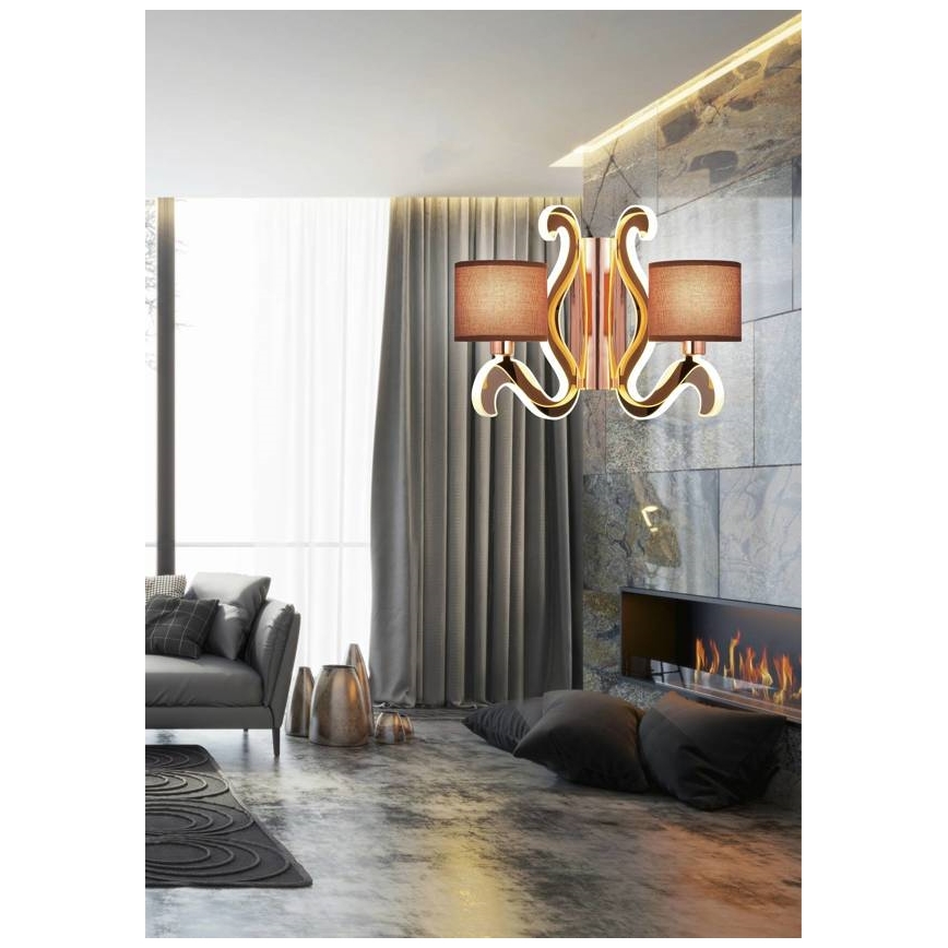 LED-Wandleuchte AMBROSIA 2xE14/40W/230V + LED/12,3W kupfern