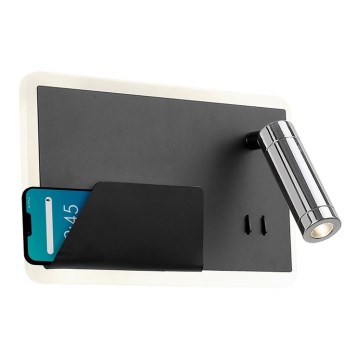 LED-Wandleuchte BOARD LED/7,8W/230V + LED/3W schwarz/glänzendes Chrom