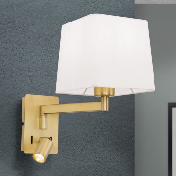 LED-Wandleuchte CARLTON 1xE27/40W/230V + LED/3W weiß/golden