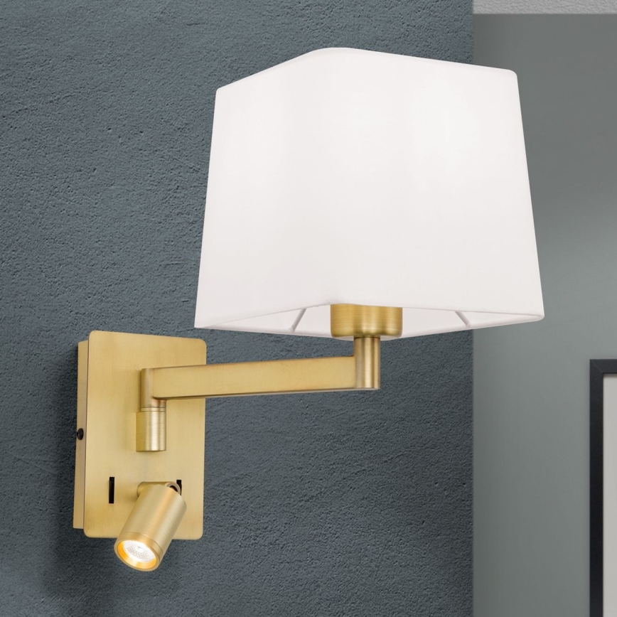LED-Wandleuchte CARLTON 1xE27/40W/230V + LED/3W weiß/golden