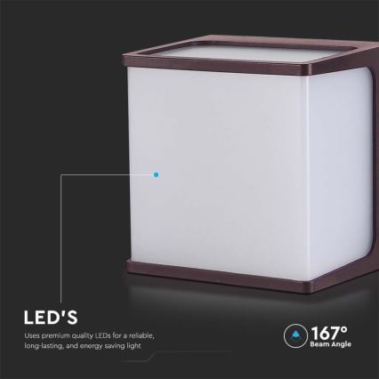 LED-Wandleuchte für den Außenbereich LED/8W/230V IP65 4000K braun