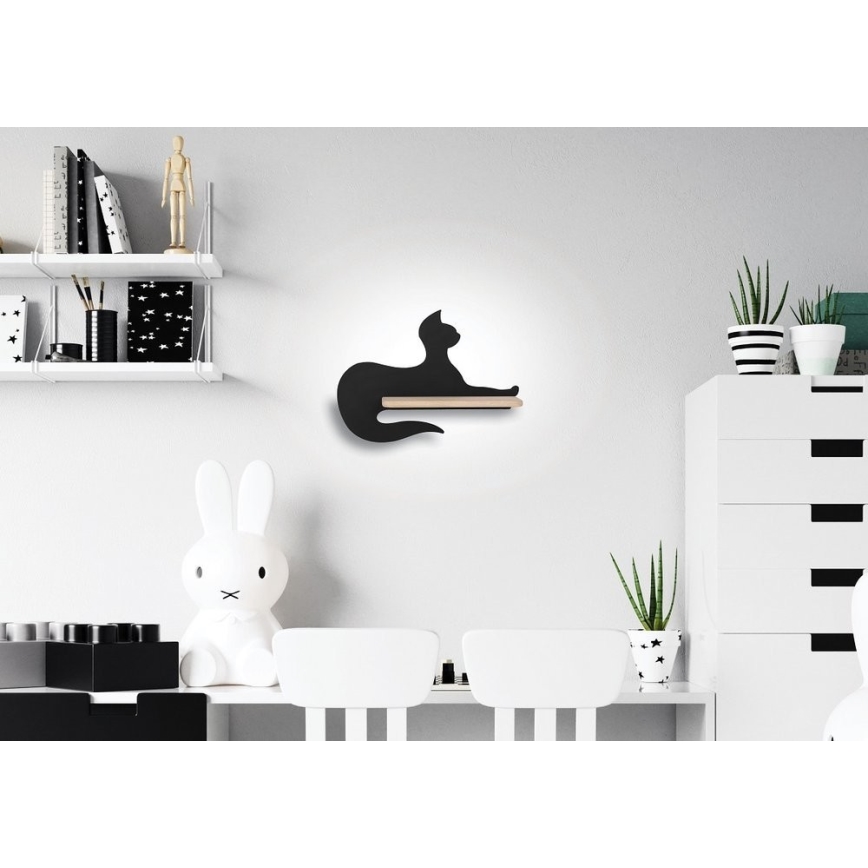 LED-Wandleuchte für Kinder mit Regal BLACK CAT LED/5W/230V