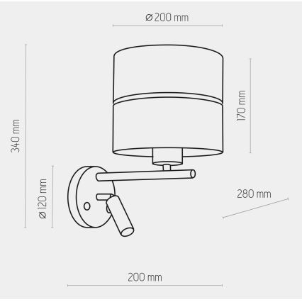 LED-Wandleuchte HILTON 1xE27/15W/230V + LED/3W/230V Messing/schwarz