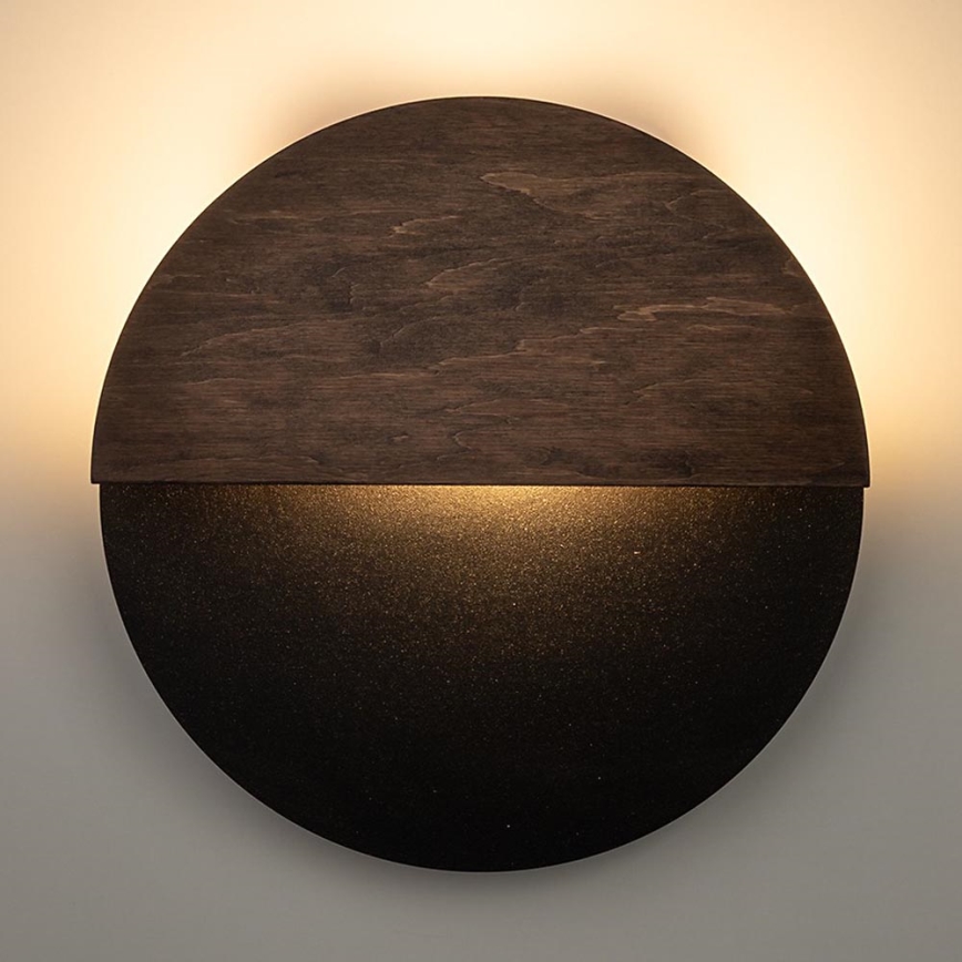 LED-Wandleuchte LUNA LED/7W/230V d 26 cm schwarz/braun