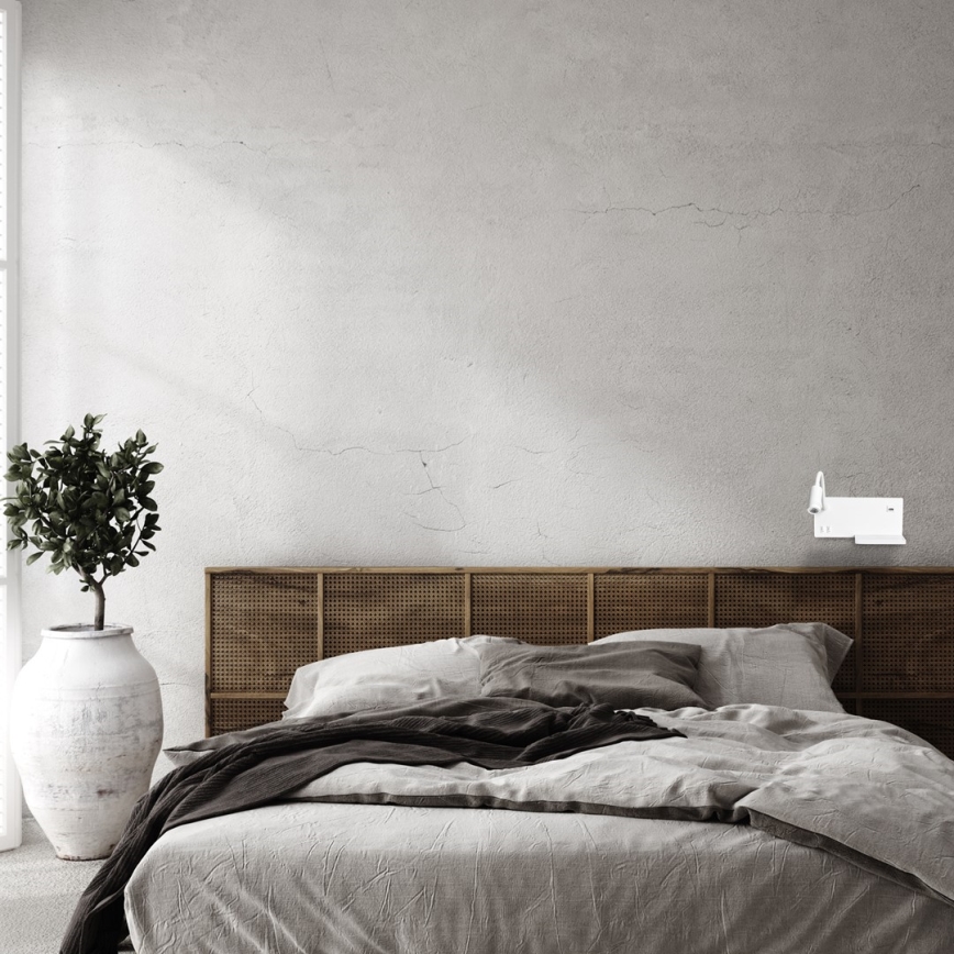 LED-Wandleuchte SHELF LED/4W+LED/5W+LED/2W/230V + USB-Anschluss weiß