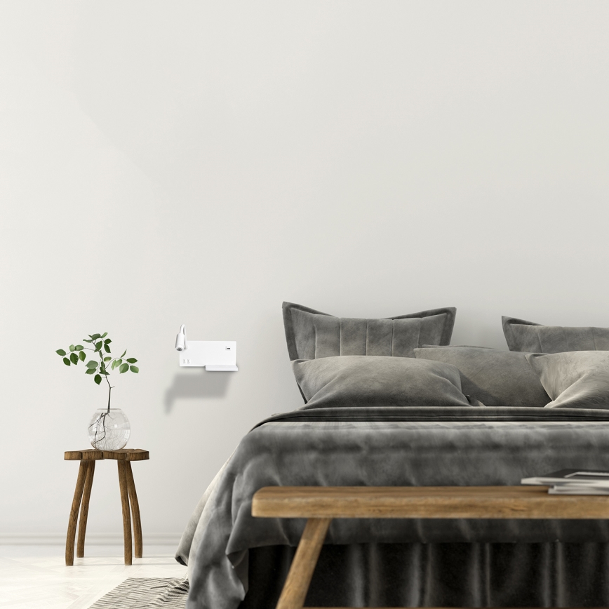 LED-Wandleuchte SHELF LED/4W+LED/5W+LED/2W/230V + USB-Anschluss weiß