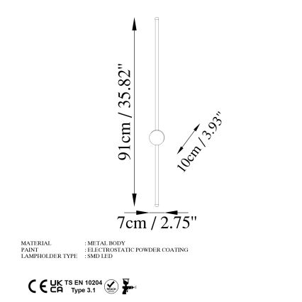 LED-Wandleuchte SWORD LED/13W/230V 3000K mattgold