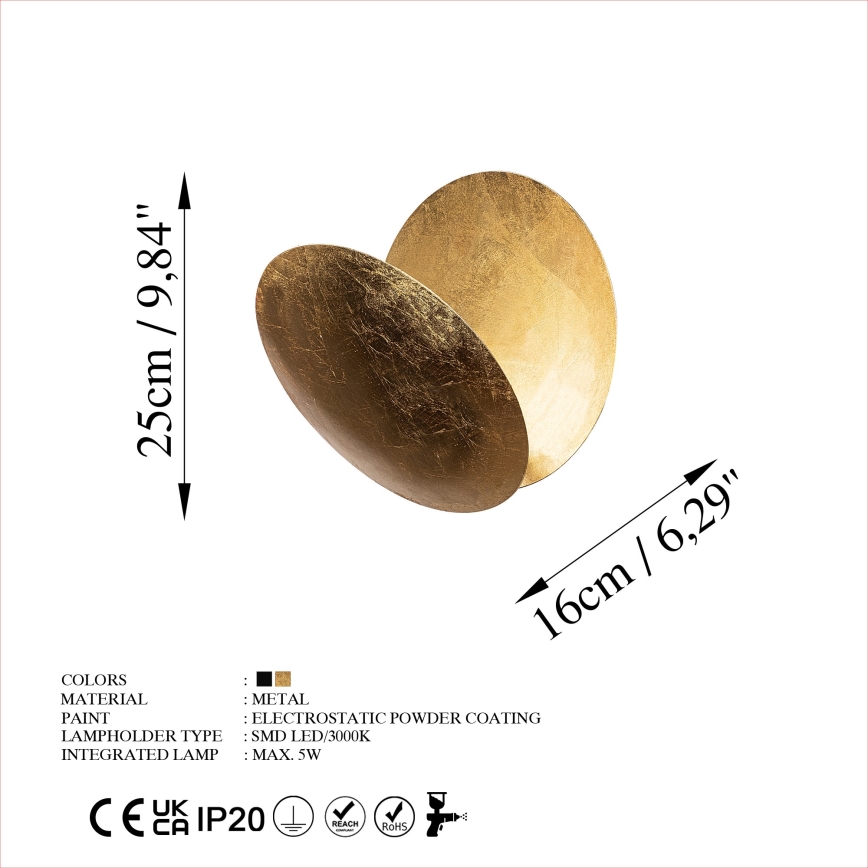 LED-Wandleuchte YOSMA LED/5W/230V 3000K golden