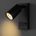 LED-Wandspot mit USB-Ladefunktion LED/5W/230V schwarz