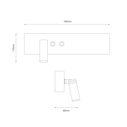 LED-Wandspot RESORT, LED/10W/230V + LED/3W, schwarz, links