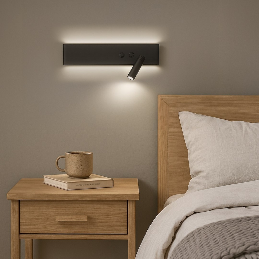 LED-Wandspot RESORT LED/10W/230V + LED/3W schwarz rechts