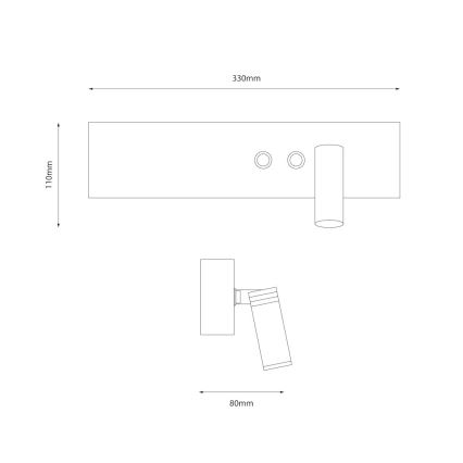 LED-Wandspot RESORT LED/10W/230V + LED/3W schwarz rechts
