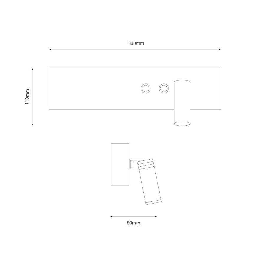 LED-Wandspot RESORT LED/10W/230V + LED/3W weiß, rechts