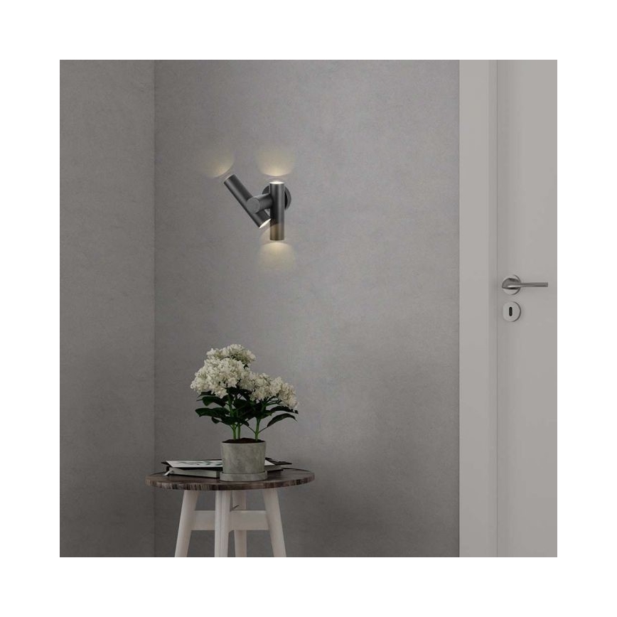 Flexibler LED-Wandstrahler für den Außenbereich 2xLED/3W/230V 4000K IP44 schwarz