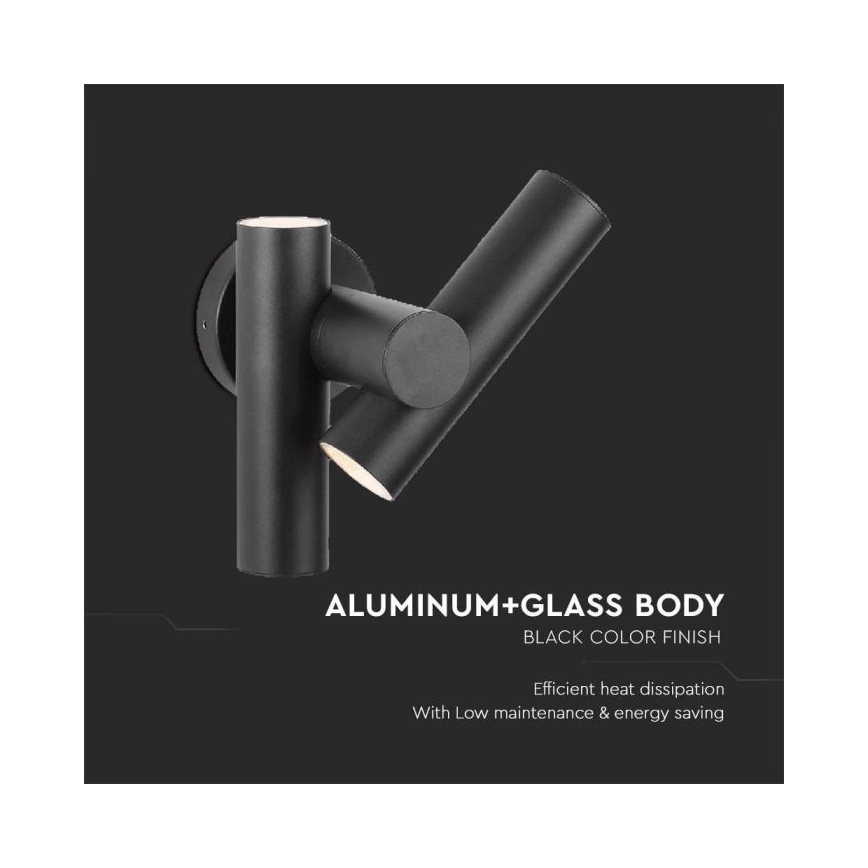 Flexibler LED-Wandstrahler für den Außenbereich 2xLED/3W/230V 4000K IP44 schwarz