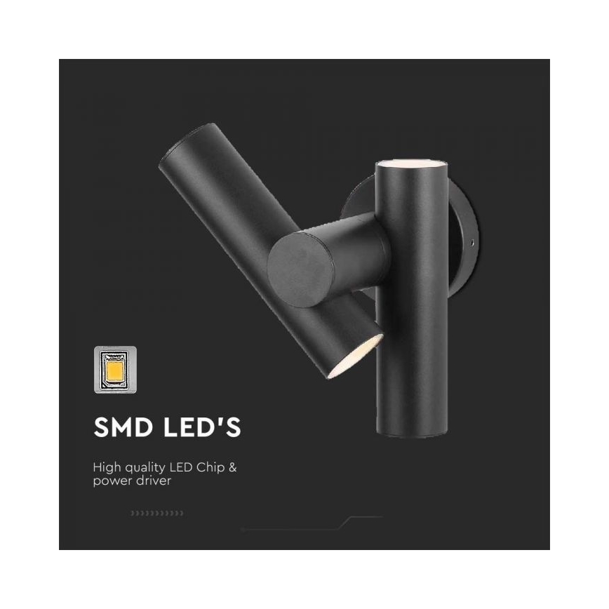 Flexibler LED-Wandstrahler für den Außenbereich 2xLED/3W/230V 4000K IP44 schwarz