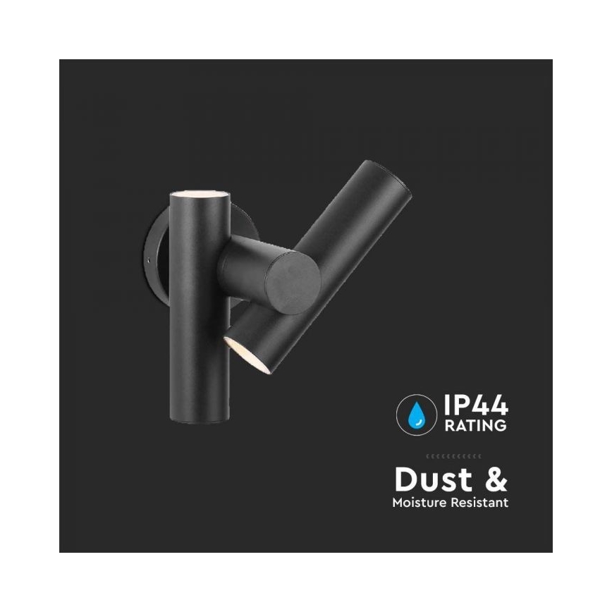 Flexibler LED-Wandstrahler für den Außenbereich 2xLED/3W/230V 4000K IP44 schwarz