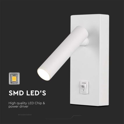 LED-Wandstrahler mit Schalter LED/2W/230V 3000K weiß