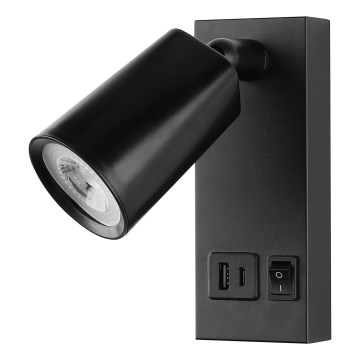 LED-Wandstrahler mit USB LED/5W/230V schwarz