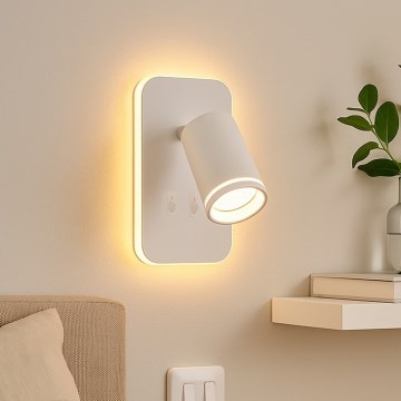 LED-Wandstrahler PIPE 1x GU10/10W/230V + LED/6W, weiß