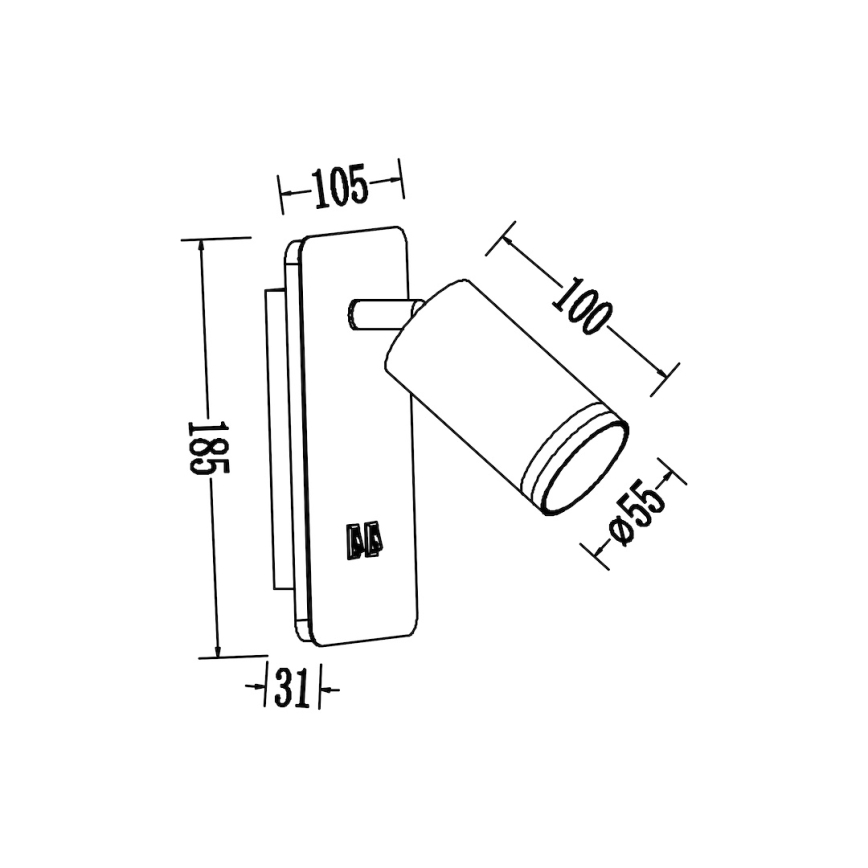 LED-Wandstrahler PIPE 1x GU10/10W/230V + LED/6W, weiß