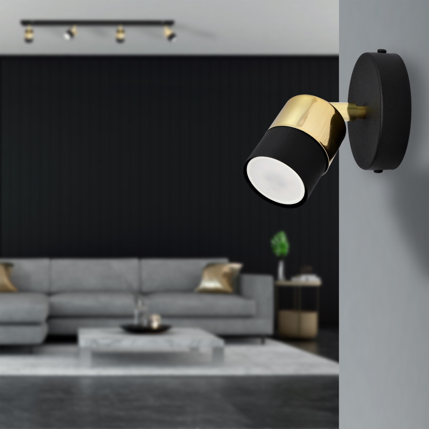 LED-Wandstrahler TUBSSON 1xGU10/4,8W/230V schwarz/golden