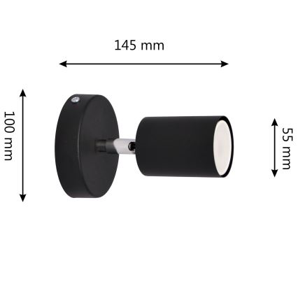 LED-Wandstrahler TUNE 1xGU10/4,8W/230V schwarz