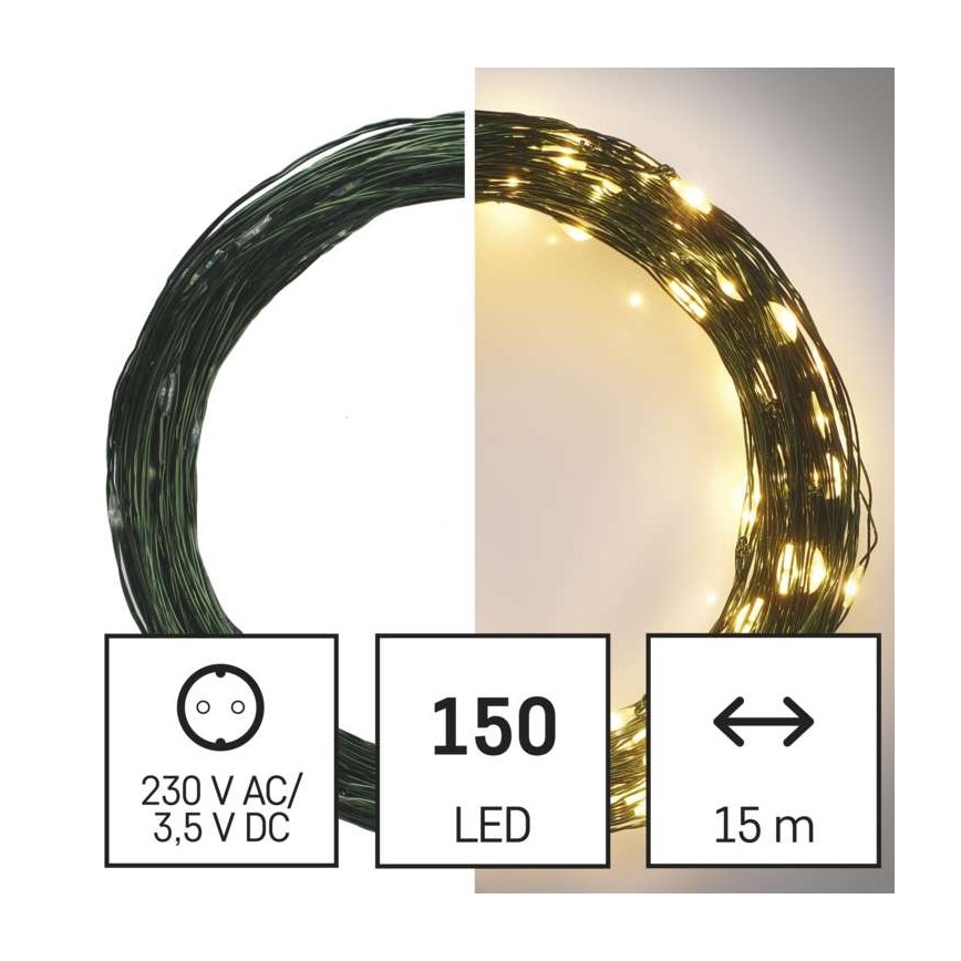 LED-Weihnachts-Außenlichterkette 150 LEDs/20 m IP44 warmweiß