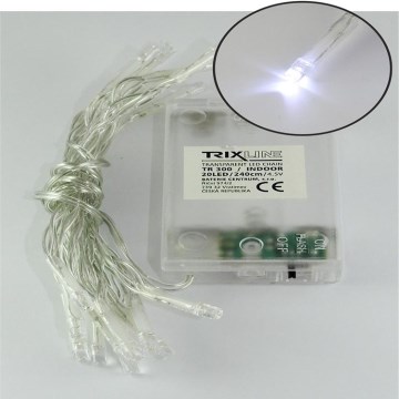 LED Weihnachts-Lichterkette 20xLED/2 Funktionen 2,4m kaltweiß