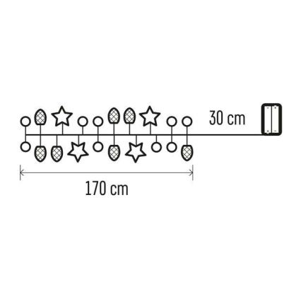 LED Weihnachts-Lichterkette 20xLED/2xAA 2m