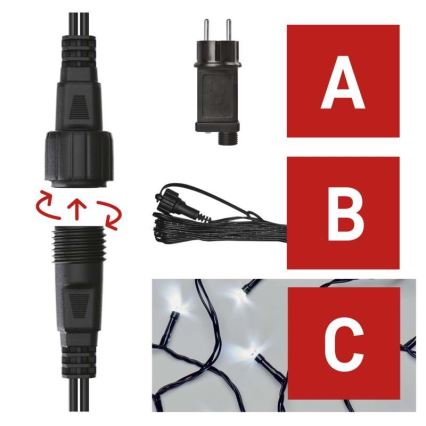 LED Weihnachts-Lichterkette für den Außenbereich 100xLED/15m IP44 kaltweiß