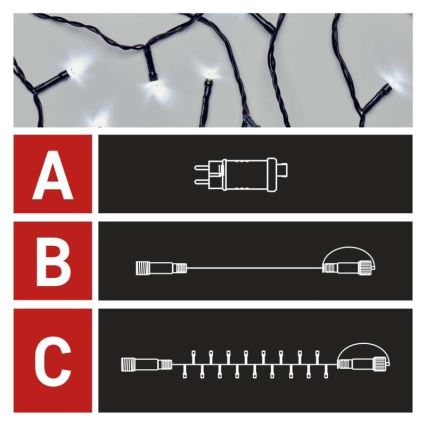 LED Weihnachts-Lichterkette für den Außenbereich 100xLED/15m IP44 kaltweiß