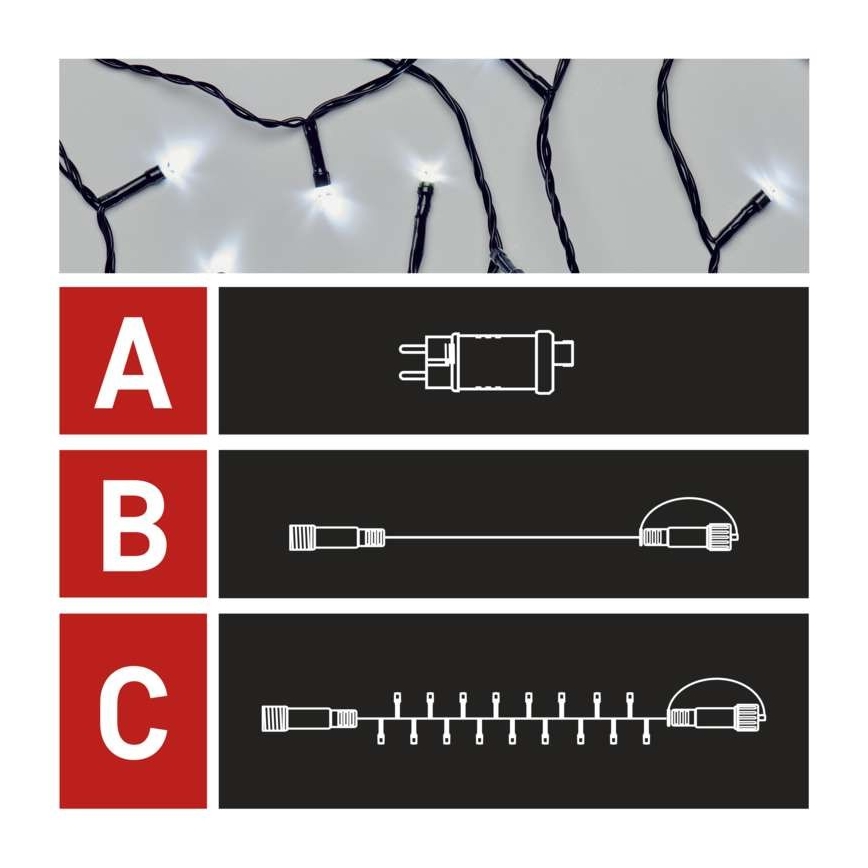 LED Weihnachts-Lichterkette für den Außenbereich 100xLED/15m IP44 kaltweiß