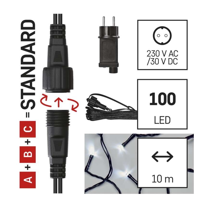 LED Weihnachts-Lichterkette für den Außenbereich 100xLED/15m IP44 kaltweiß