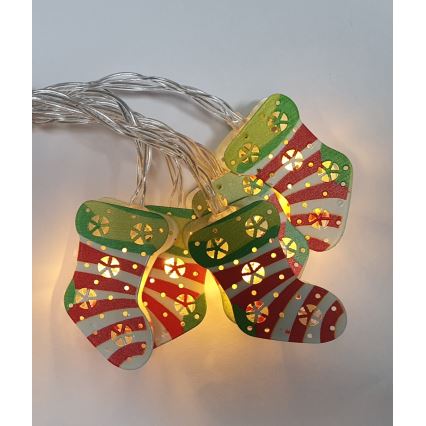 LED Weihnachts-Lichterkette für den Außenbereich 10xLED/2xAA 1,65 m IP44 warmweiß Strümpfe