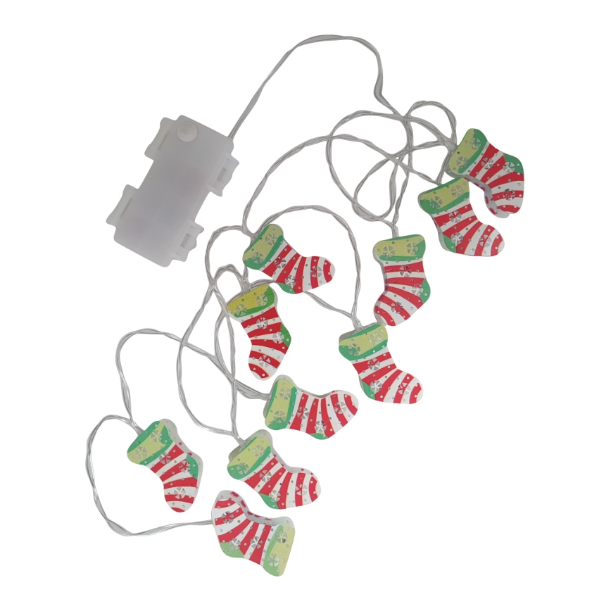 LED Weihnachts-Lichterkette für den Außenbereich 10xLED/2xAA 1,65 m IP44 warmweiß Strümpfe