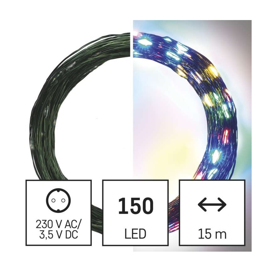 LED-Weihnachts-Lichterkette für den Außenbereich 150xLED/20m IP44 mehrfarbig