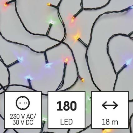 LED-Weihnachts-Lichterkette für den Außenbereich 180xLED/23m IP44 mehrfarbig