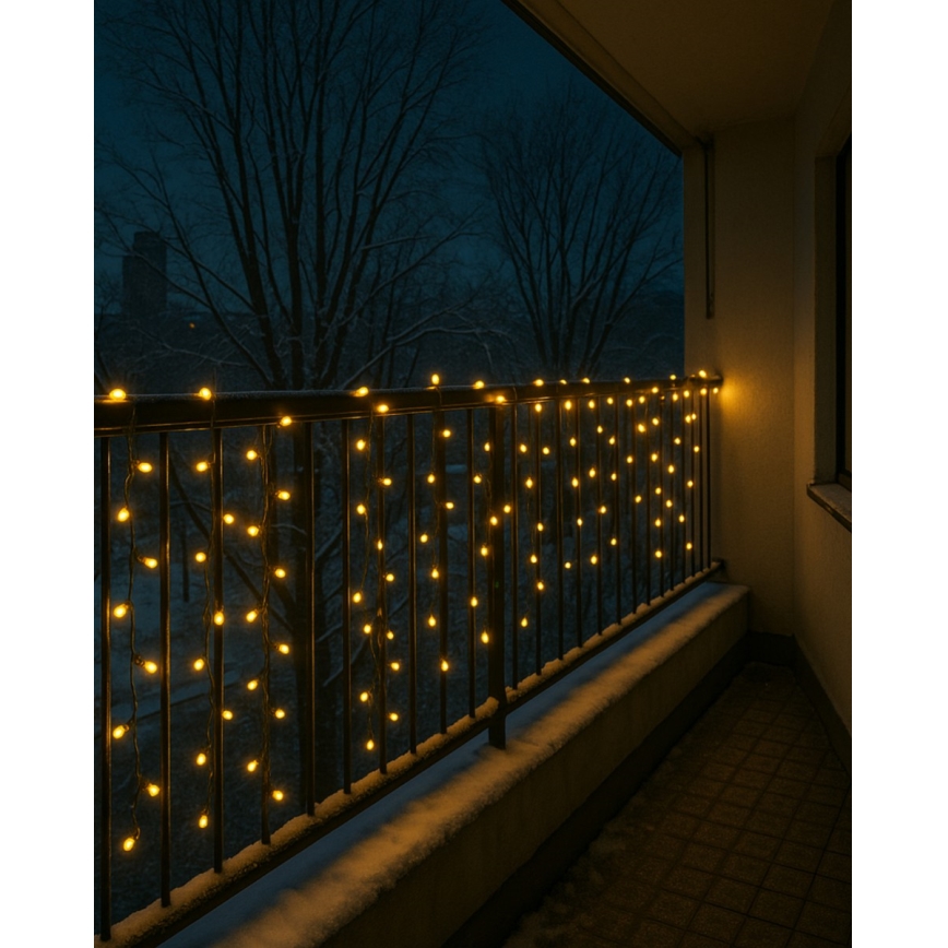 LED Weihnachts-Lichterkette für den Außenbereich 200xLED/230V 7,6 m IP44 schwarz