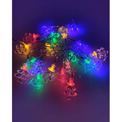 LED Weihnachts-Lichterkette für den Außenbereich 20xLED/2xAA 2,2 m IP44 multicolor Tannenbäume und Rentiere