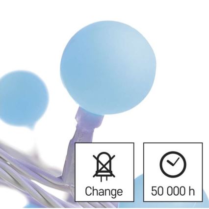 LED-Weihnachts-Lichterkette für den Außenbereich, 40×LED / 9 m, IP44, blau