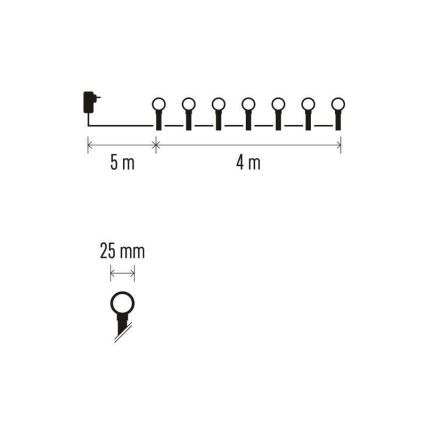 LED-Weihnachts-Lichterkette für den Außenbereich, 40×LED / 9 m, IP44, blau