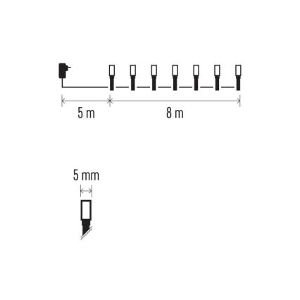 LED-Weihnachts-Lichterkette für den Außenbereich 80xLED/13m IP44 kaltweiß