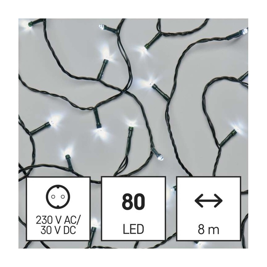 LED-Weihnachts-Lichterkette für den Außenbereich 80xLED/13m IP44 kaltweiß