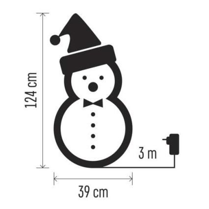 LED-Weihnachtsdekoration 120xLED/2,8W/230V 124 cm Schneemann