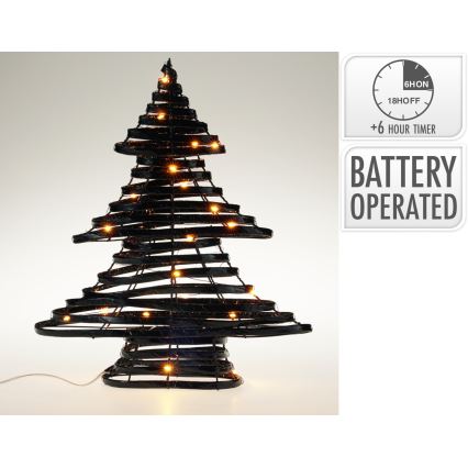 LED-Weihnachtsdekoration 30xLED/3xAA 40 cm warmweiß Baum/schwarz