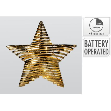 LED Weihnachtsdekoration 30xLED/3xAA 40 cm warmweiß Stern/gold